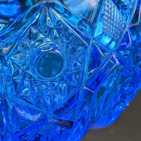 Vintage Kemple McKee Compote Scalloped Rim 6.5" Deep Blue For Christmas/ Hanukka - Picture 3 of 11